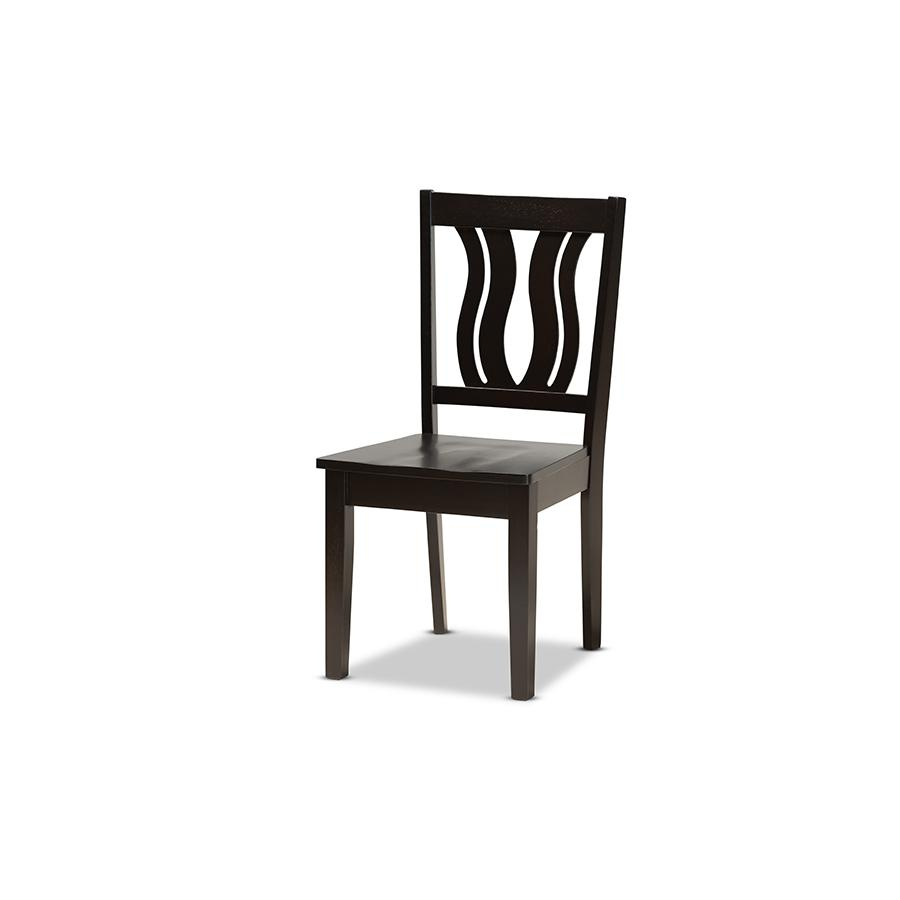 Transitional Dark Brown Finished Wood 5-Piece Dining Set