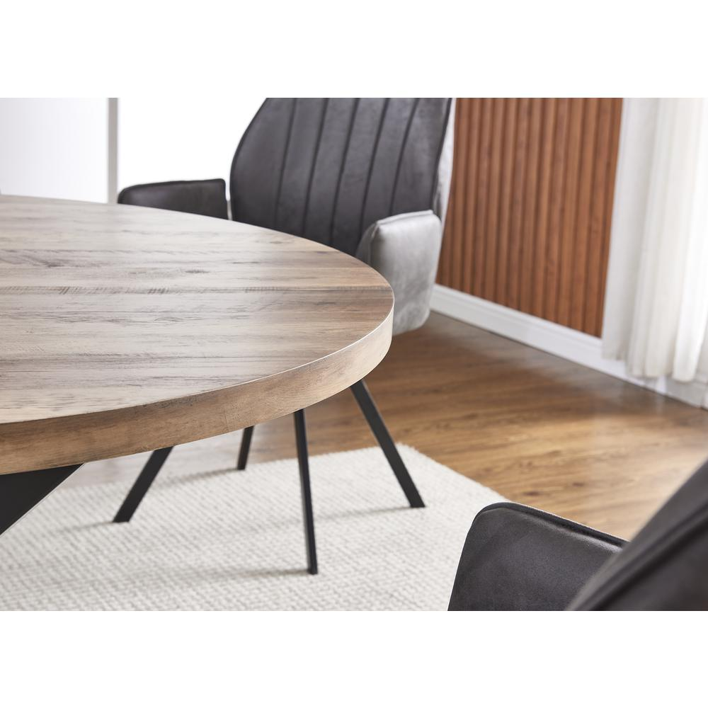 Best Master Furniture Dolph Rustic Natural Oak Wood Round Dining Table