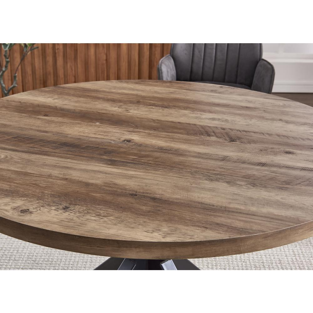 Best Master Furniture Dolph Rustic Natural Oak Wood Round Dining Table
