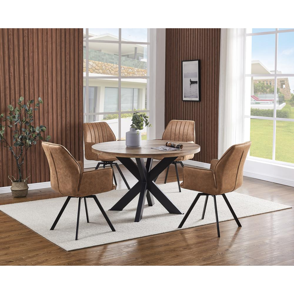 Best Master Furniture Dolph Rustic Natural Oak Wood Round Dining Table