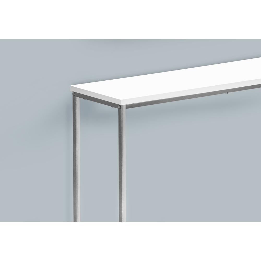 ACCENT TABLE - 32"L / WHITE / SILVER METAL CONSOLE