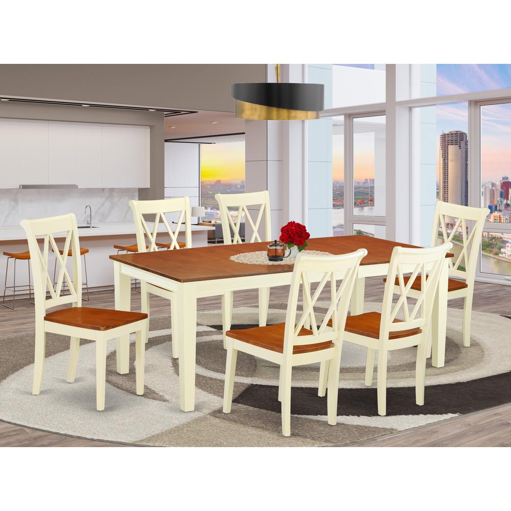 Dining Room Set Buttermilk & Cherry, QUCL7-BMK-W