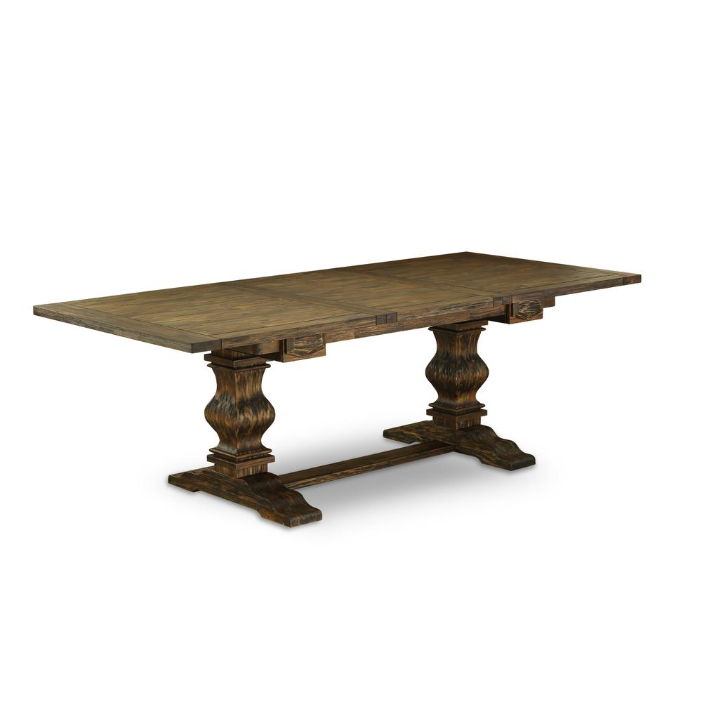 East West Furniture LAAB7-77-47 7Pc Kitchen and Dining Room Tables Set Includes a Kitchen Table and 6 Parson Dining Chairs with Light Sable Color Linen Fabric, Medium Size Table with Full Back Chairs,