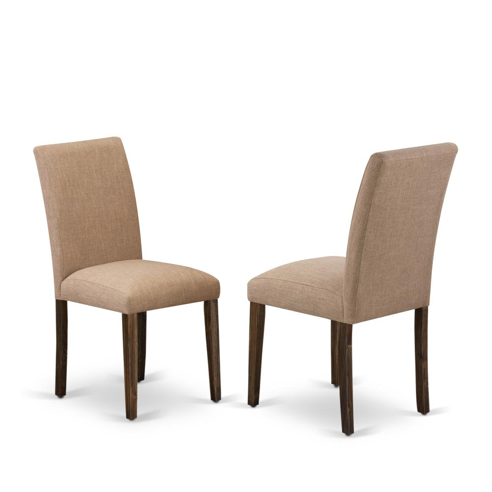 East West Furniture LAAB7-77-47 7Pc Kitchen and Dining Room Tables Set Includes a Kitchen Table and 6 Parson Dining Chairs with Light Sable Color Linen Fabric, Medium Size Table with Full Back Chairs,