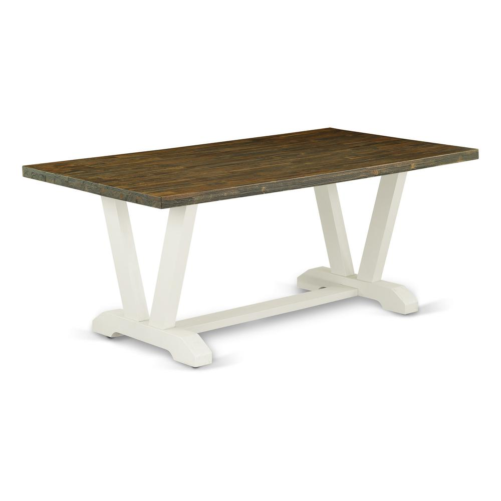 East West Furniture 5-Piece Modern kitchen table set a Superb Distressed Jacobean Color rectangular Table Top and 4 Excellent Linen Fabric Padded Chairs with Nail Heads and Stylish Chair Back, Wire Br