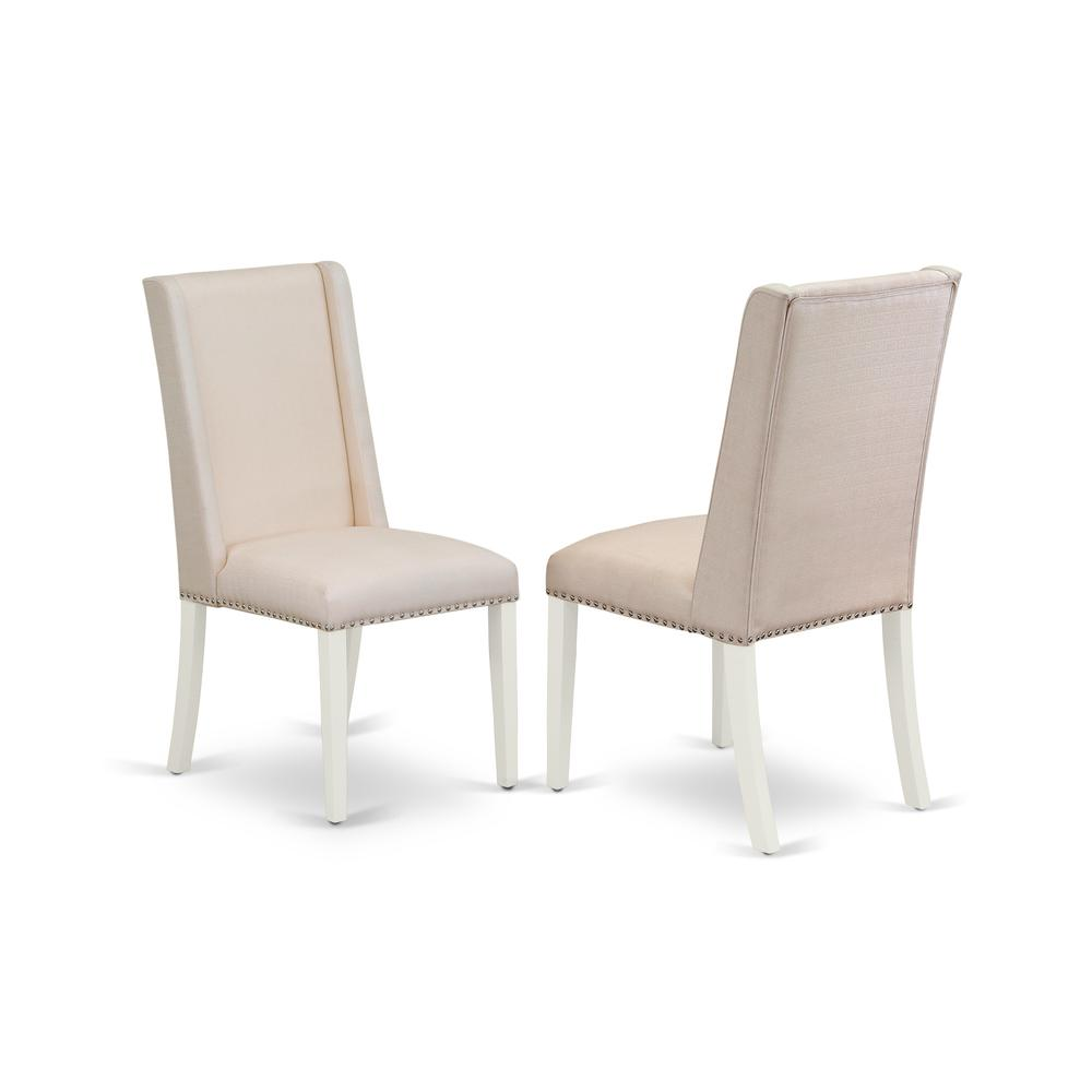 East West Furniture 5-Piece Modern kitchen table set a Superb Distressed Jacobean Color rectangular Table Top and 4 Excellent Linen Fabric Padded Chairs with Nail Heads and Stylish Chair Back, Wire Br