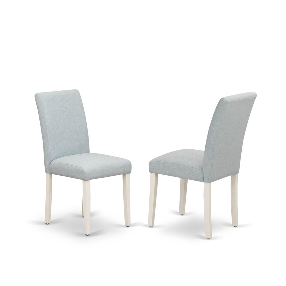 East West Furniture 7-Pc kitchen dining table set Includes 6 Dining Chairs with Upholstered Seat and High Back and a Rectangular Modern Kitchen Table - Linen White Finish