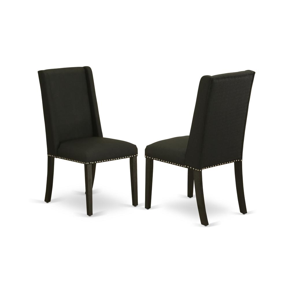 East West Furniture 5-Pc Dining room Set Included 4 Upholstered Dining chairs Upholstered Nails Head Seat and High Button Tufted Chair Back and Rectangular Dinette Table with Linen White rectangular D