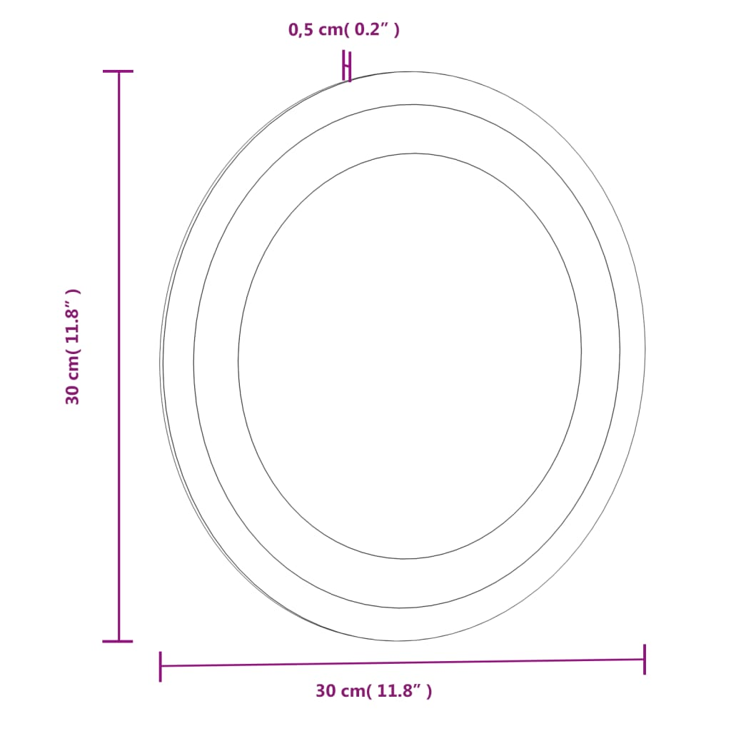 vidaXL LED Bathroom Mirror 11.8" Round