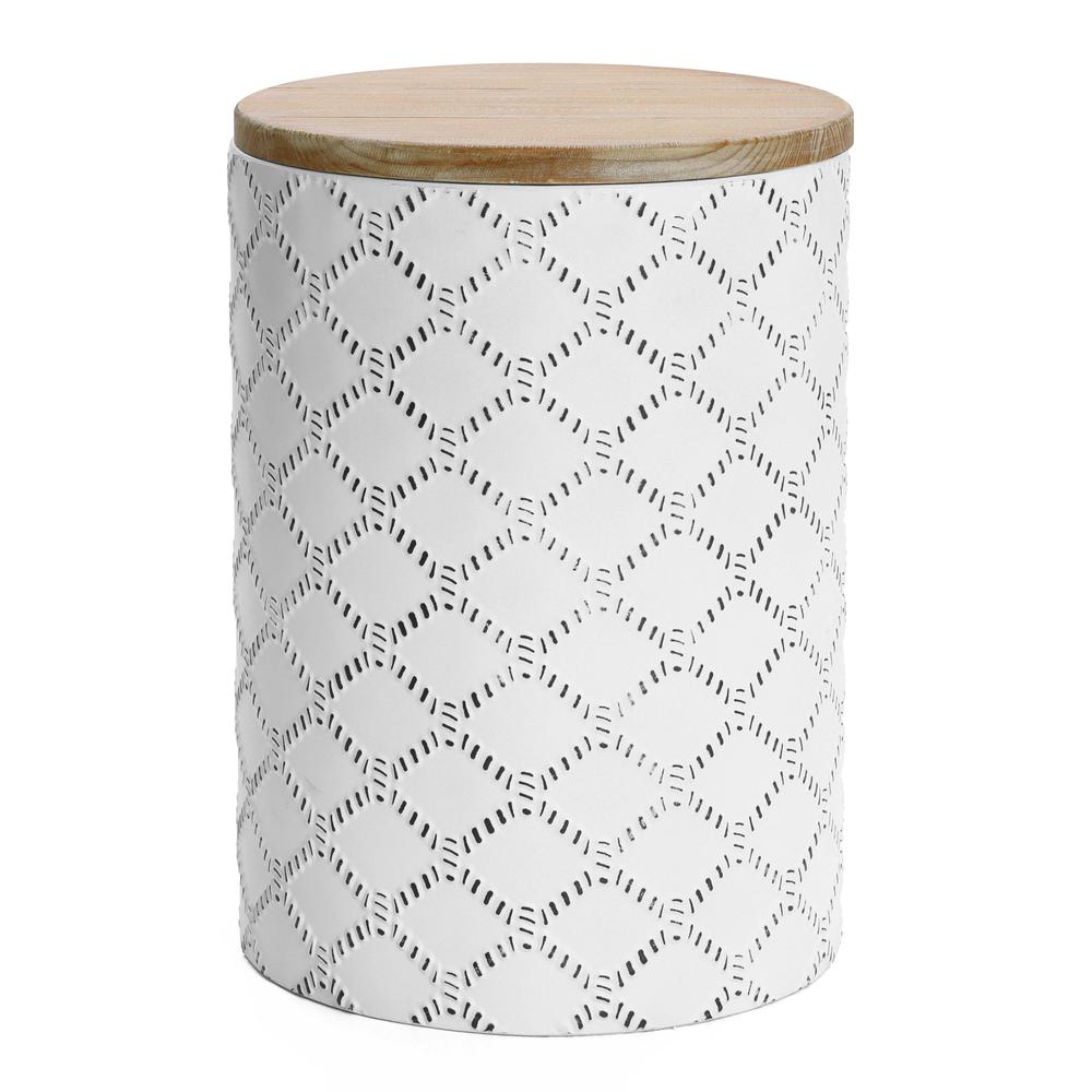 White Round Metal Side and End Tables with Enclosed Storage (Set of 2)