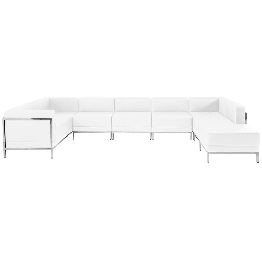 HERCULES Imagination Series Melrose White LeatherSoft U-Shape Sectional Configuration, 7 Pieces