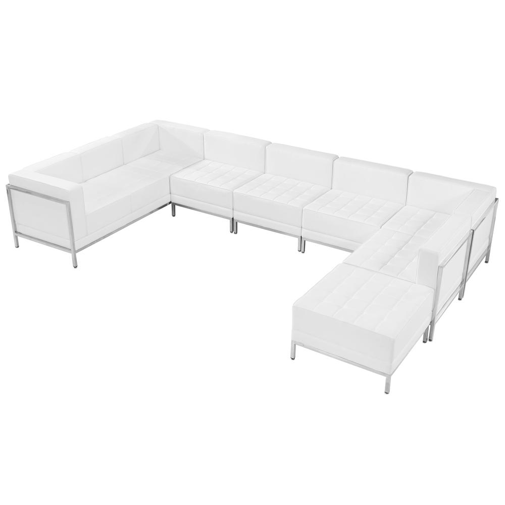 HERCULES Imagination Series Melrose White LeatherSoft U-Shape Sectional Configuration, 7 Pieces