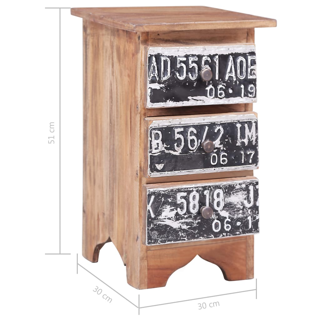 vidaXL Bedside Cabinet 11.8"x11.8"x20.1" Solid Reclaimed Wood