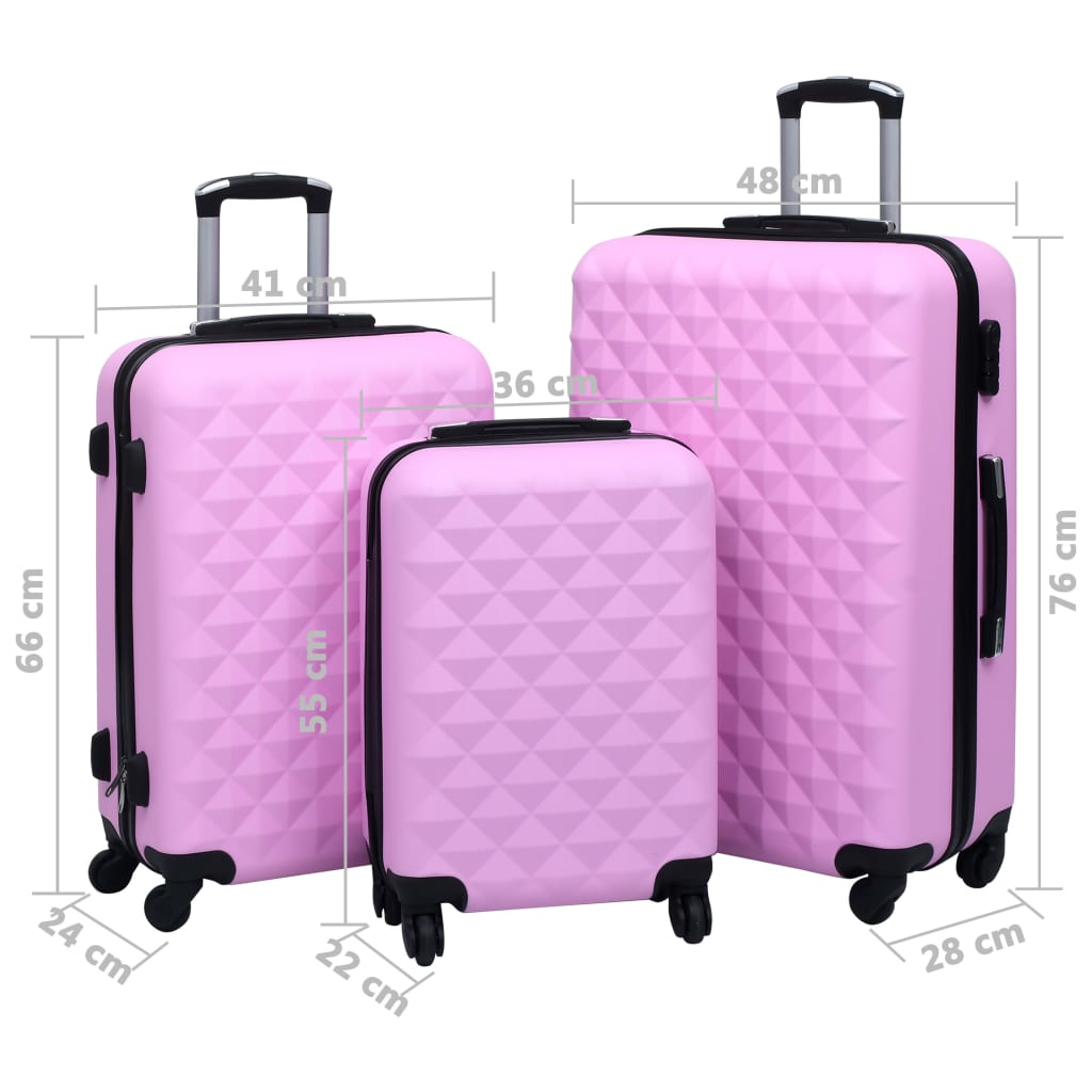 vidaXL Hardcase Trolley Set 3 pcs Pink ABS