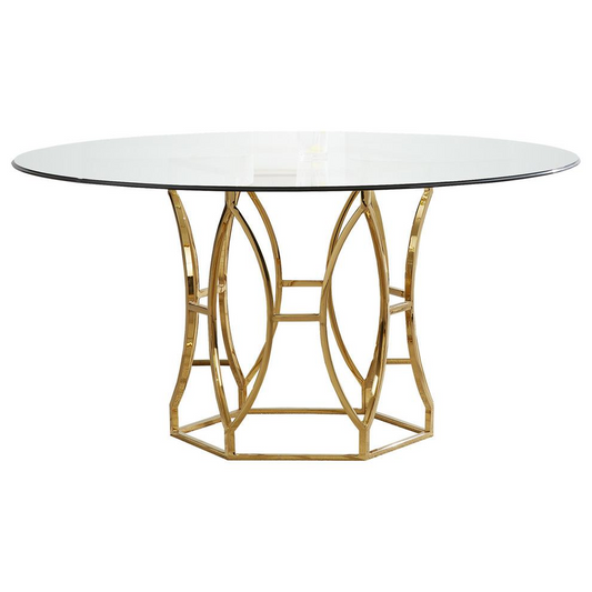 Best Master Luna 54" Stainless Steel and Glass Round Dining Table in Gold