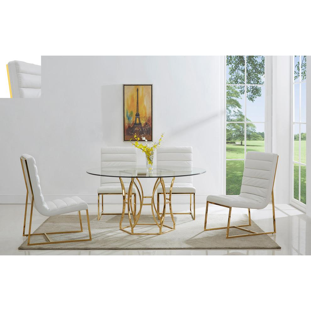 Best Master Luna 54" Stainless Steel and Glass Round Dining Table in Gold