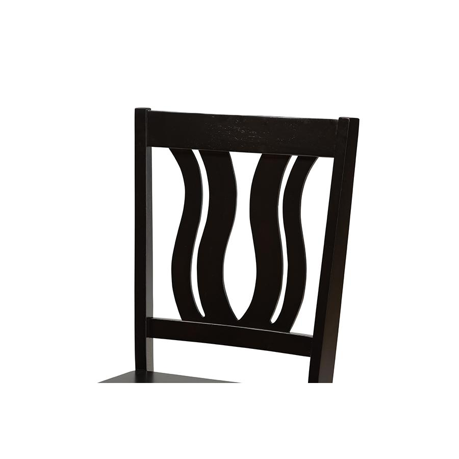 Transitional Dark Brown Finished Wood 5-Piece Dining Set