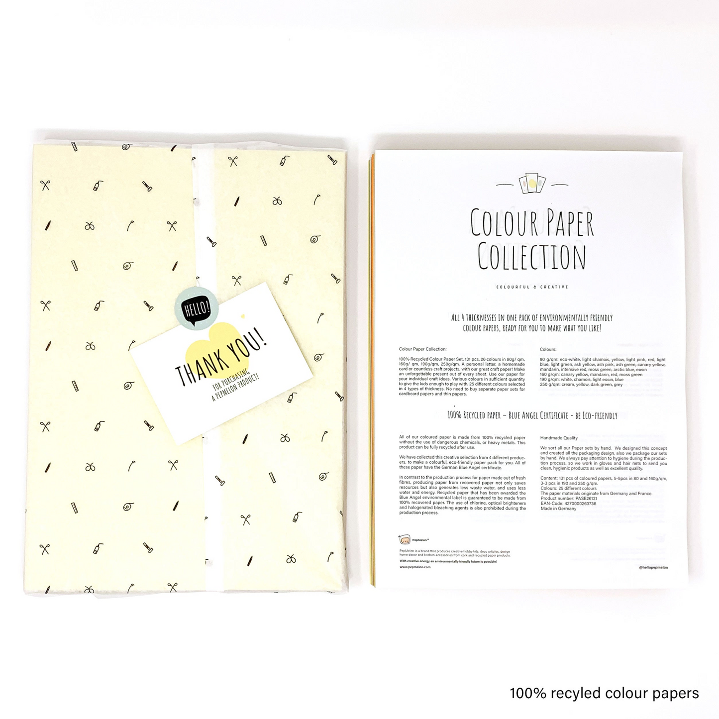 Colour Craft Paper - 100% Recycled, 4 thickness, 136 pcs