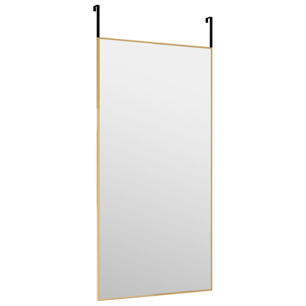 vidaXL Door Mirror Gold 15.7"x31.5" Glass and Aluminum