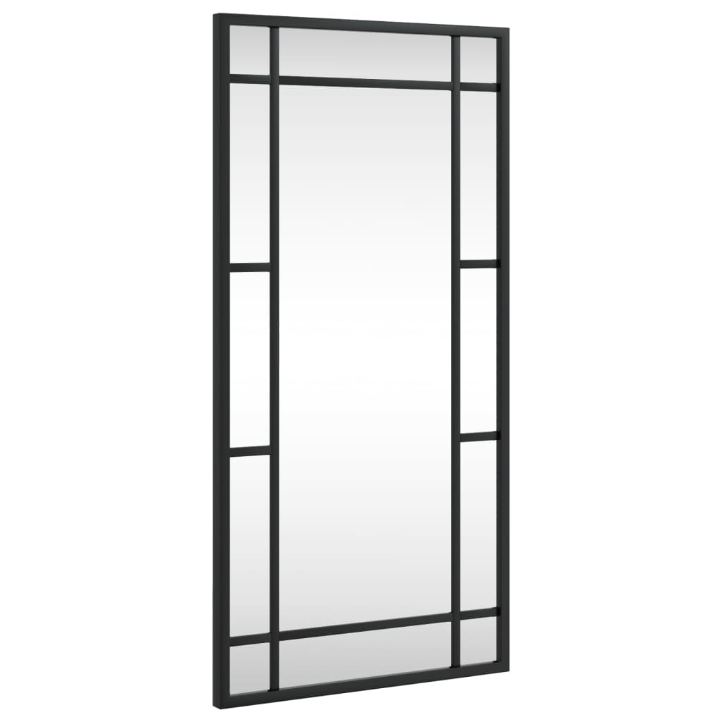 vidaXL Wall Mirror Black 11.8"x23.6" Rectangle Iron