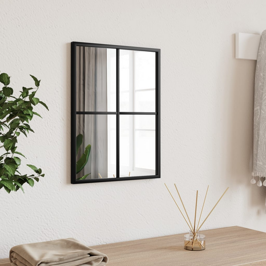 vidaXL Wall Mirror Black 11.8"x15.7" Rectangle Iron