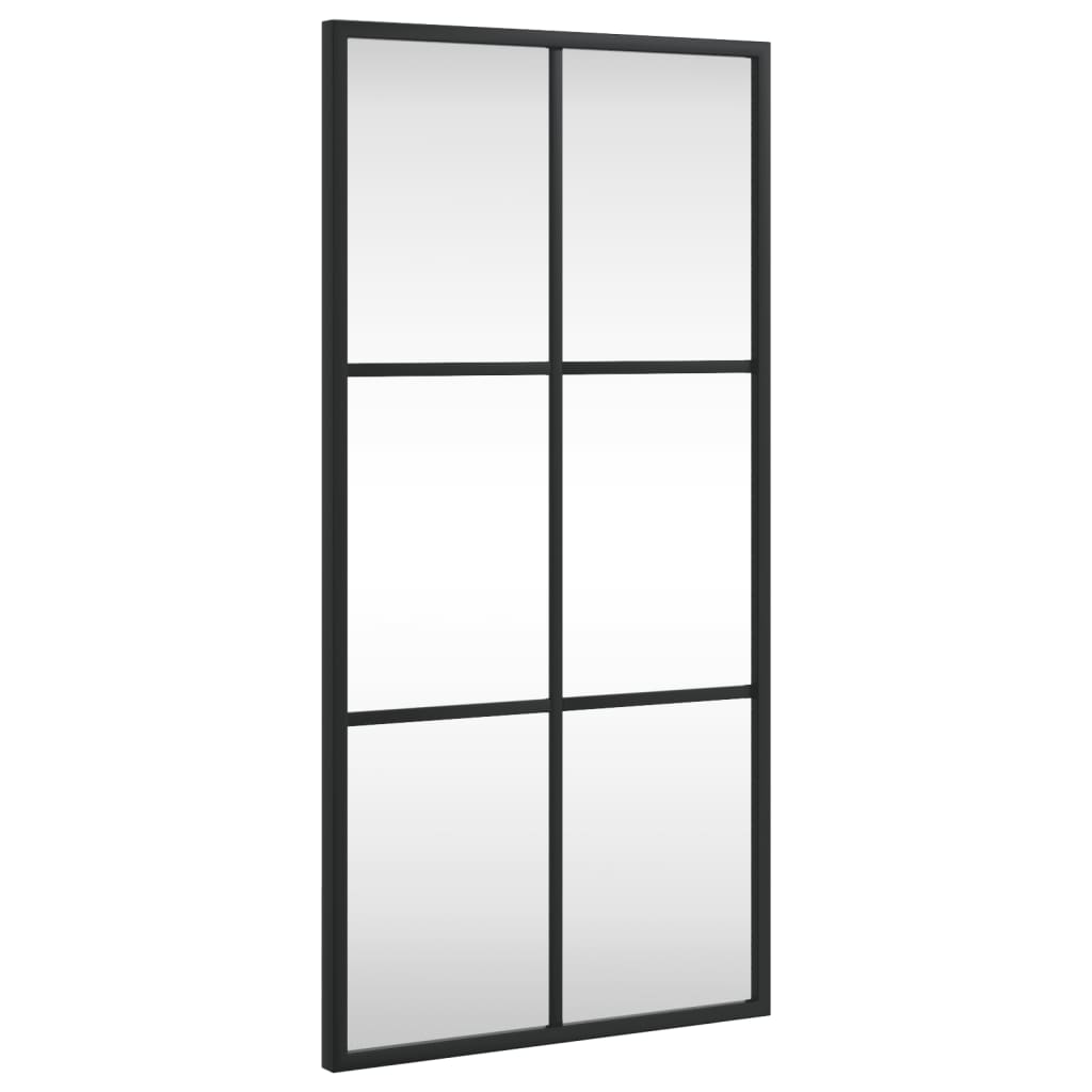 vidaXL Wall Mirror Black 11.8"x23.6" Rectangle Iron