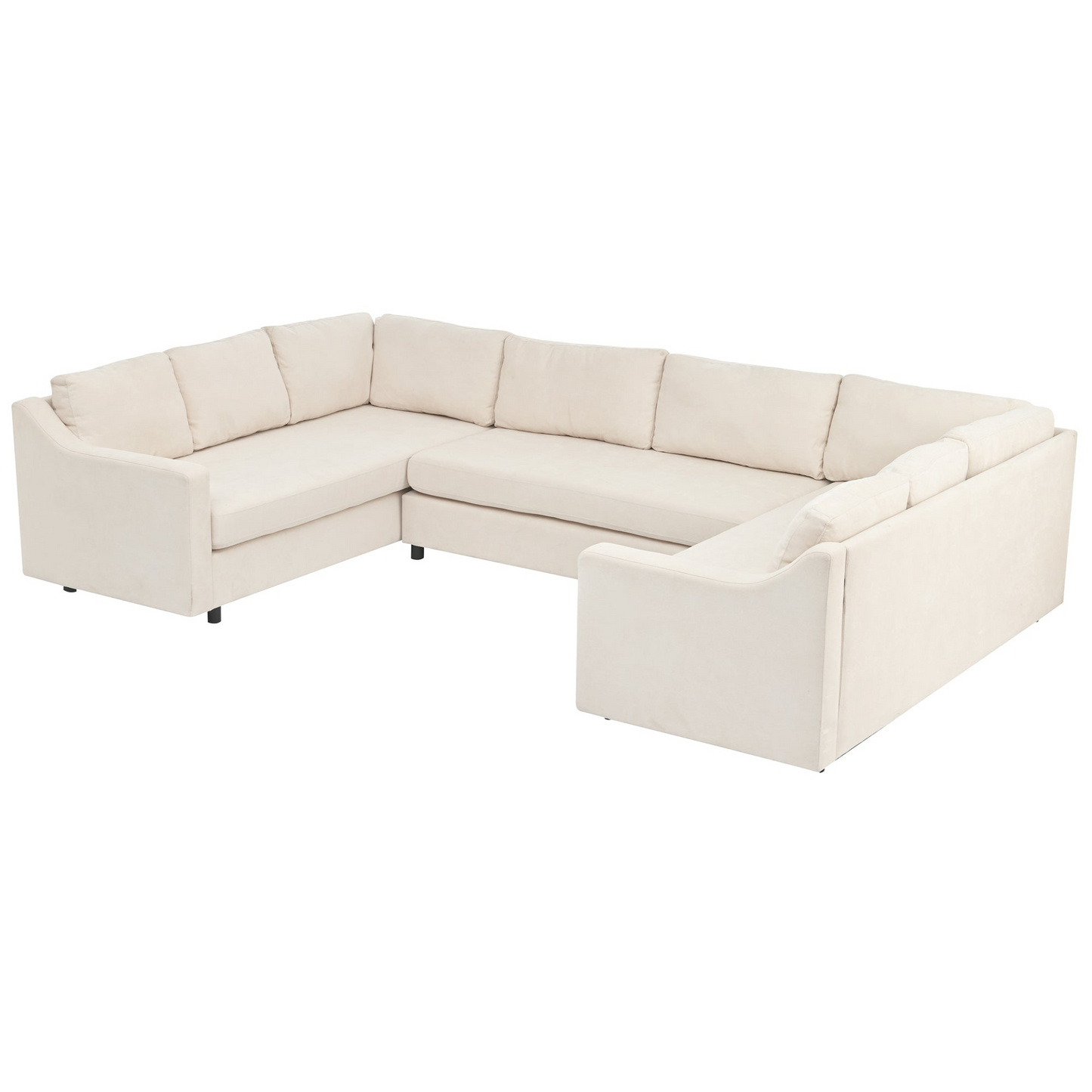 3 Pieces Upholstered U-Shaped Large Sectional Sofa with Thick Seat and Back cushions