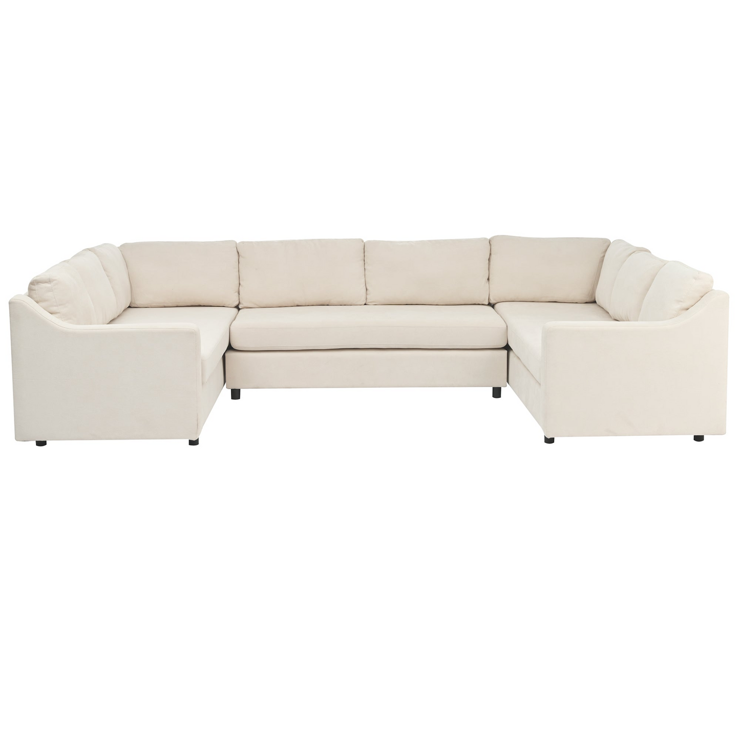 3 Pieces Upholstered U-Shaped Large Sectional Sofa with Thick Seat and Back cushions