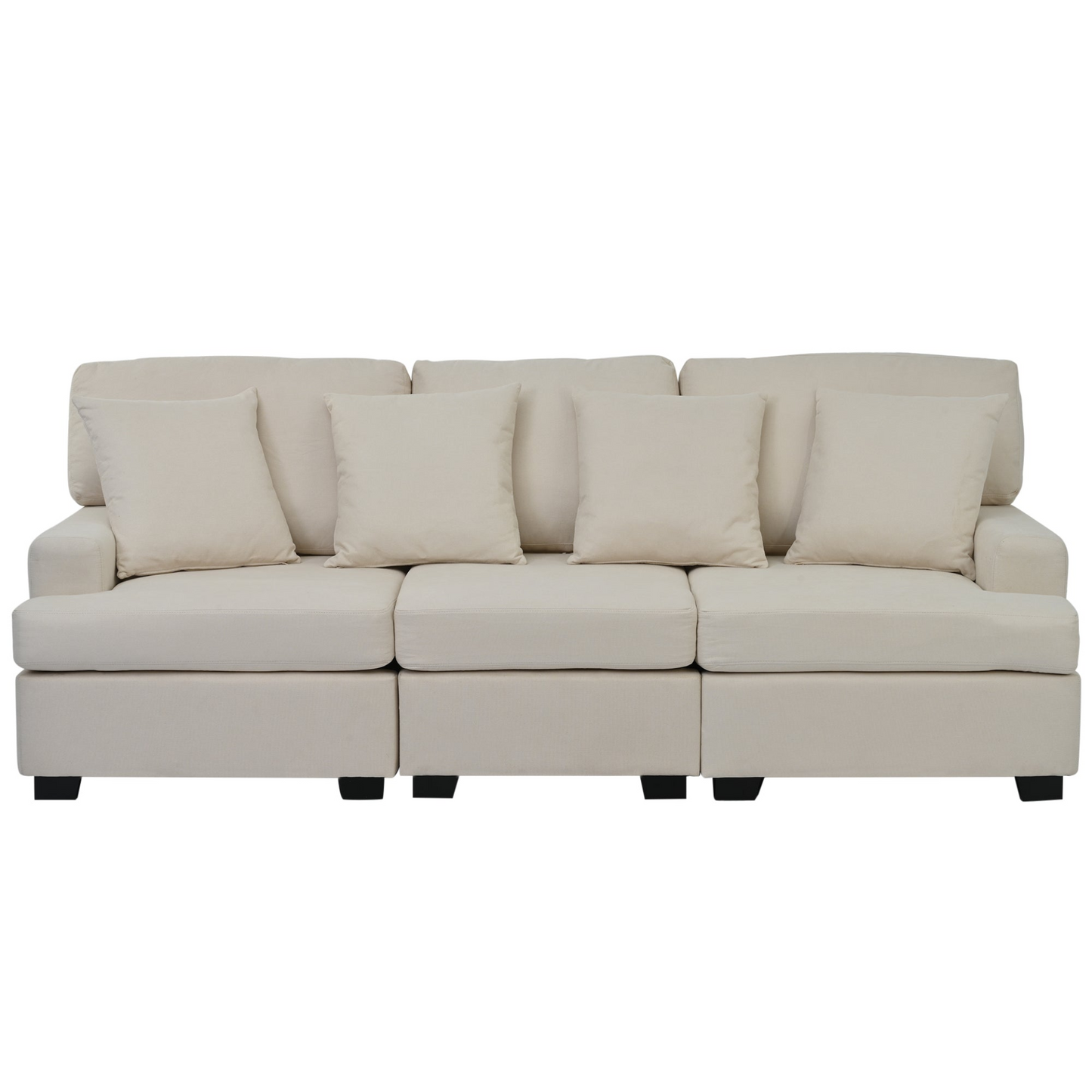 3 Seat Sofa with Removable Back and Seat Cushions and 4 Comfortable Pillows