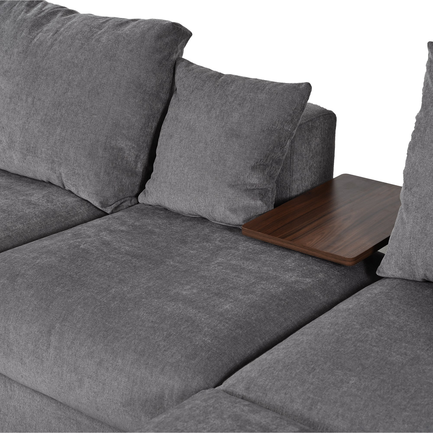 Modern Large L-Shape Sectional Sofa for Living Room, 2 Pillows and 2 End Tables