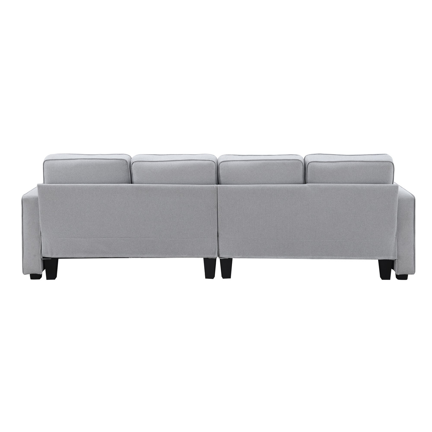 Modern Linen Fabric Sofa with Armrest Pockets and 4 Pillows