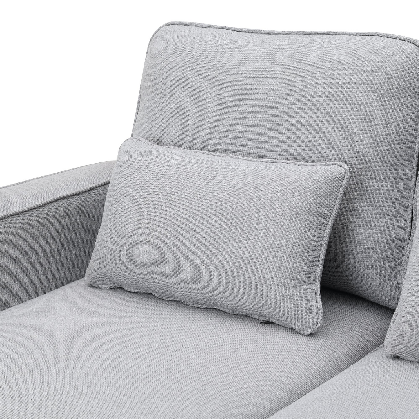 Modern Linen Fabric Sofa with Armrest Pockets and 4 Pillows