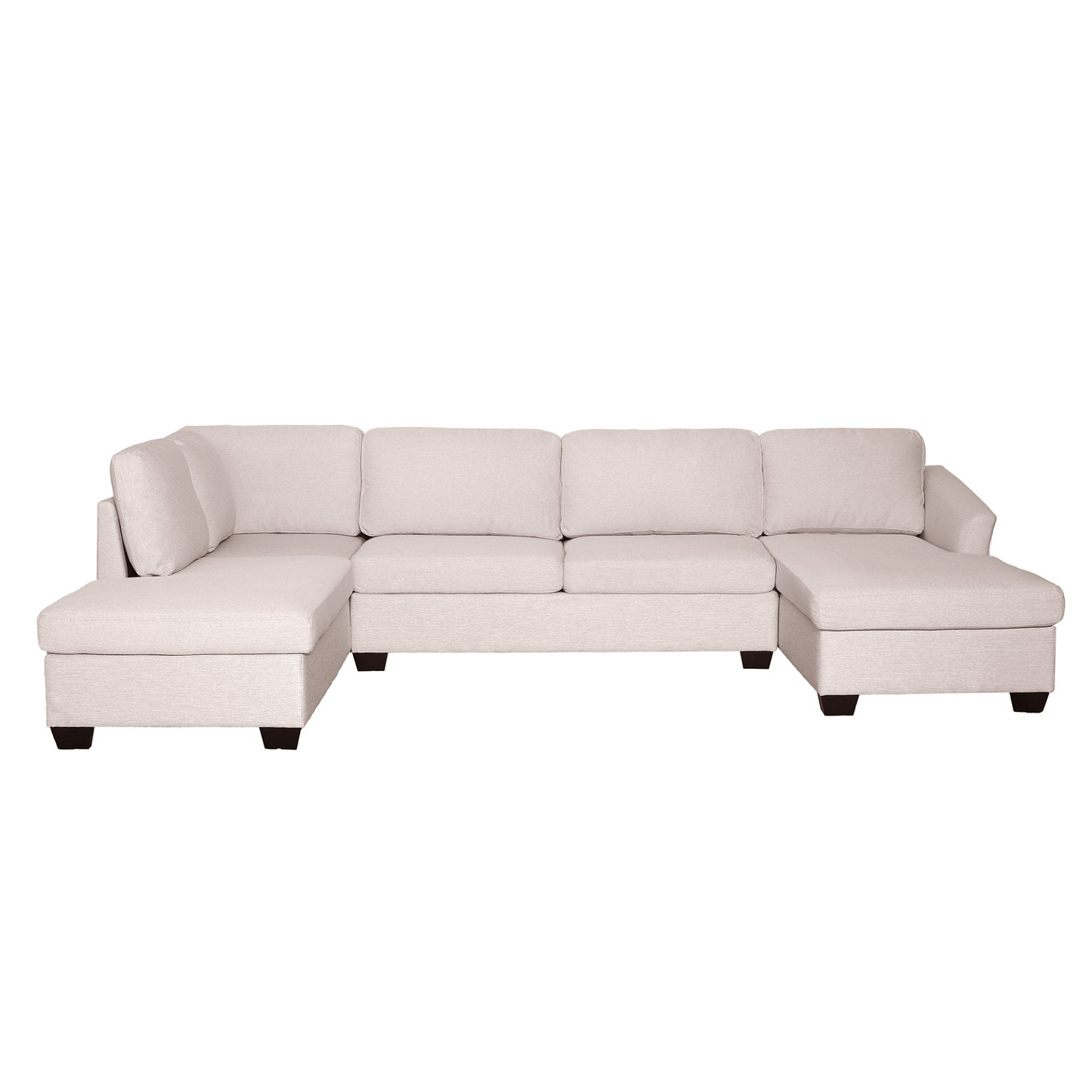 Modern Large  U-Shape Sectional Sofa, Double Extra Wide Chaise Lounge Couch,  Beige