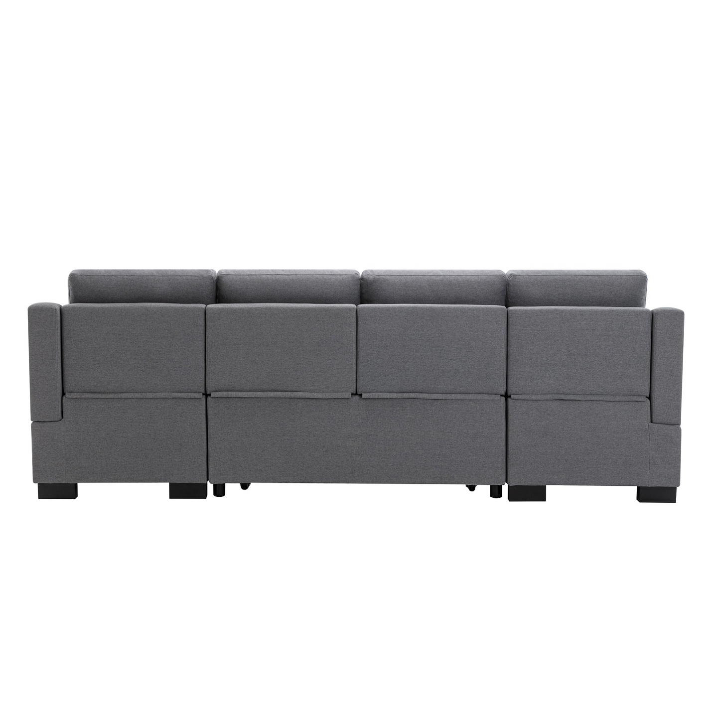 Upholstery Sleeper Sectional Sofa with Double Storage Spaces, 2 Tossing Cushions, Grey