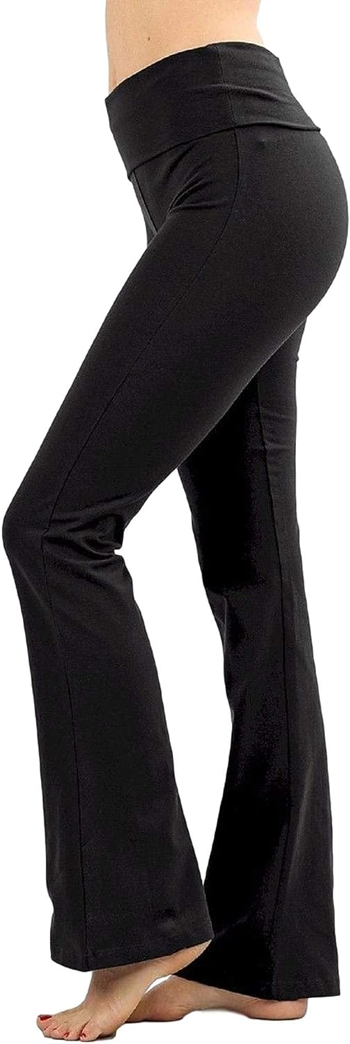 Zenana womens Fold Over Cotton Yoga Pants