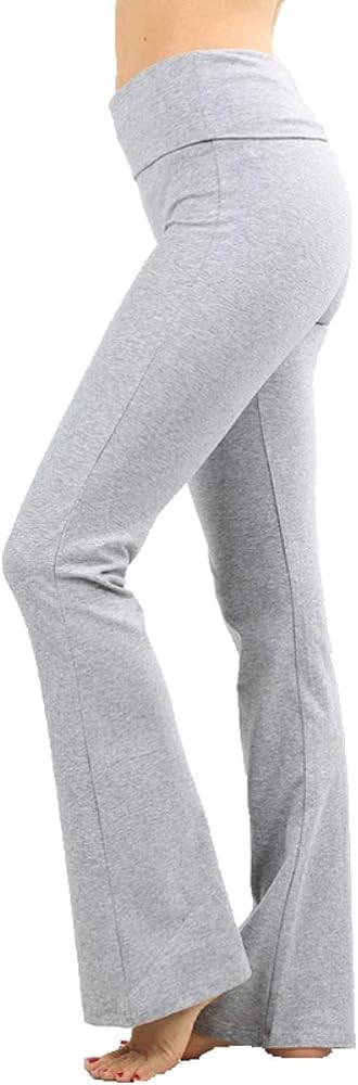 Zenana womens Fold Over Cotton Yoga Pants