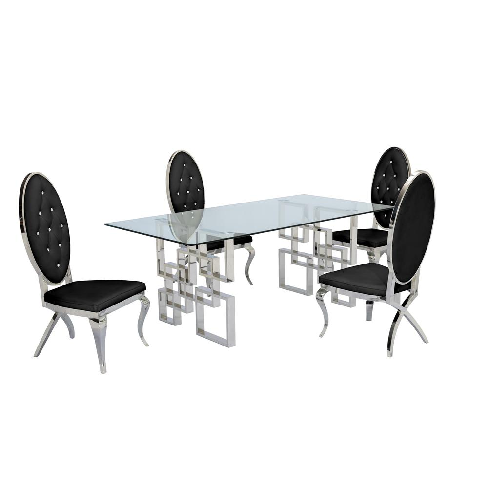 Stainless Steel and Glass 5 Piece Dining Set 677