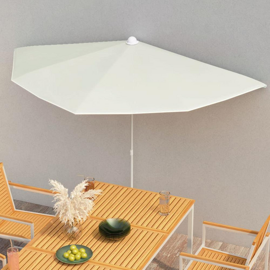 vidaXL Garden Half Parasol with Pole 70.9"x35.4" Sand 5559