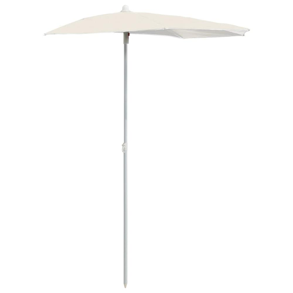 vidaXL Garden Half Parasol with Pole 70.9"x35.4" Sand 5559