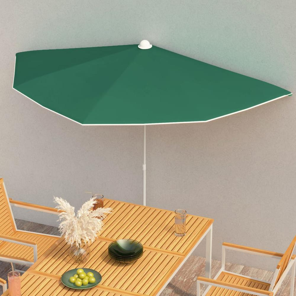 vidaXL Garden Half Parasol with Pole 70.9"x35.4" Green 5560