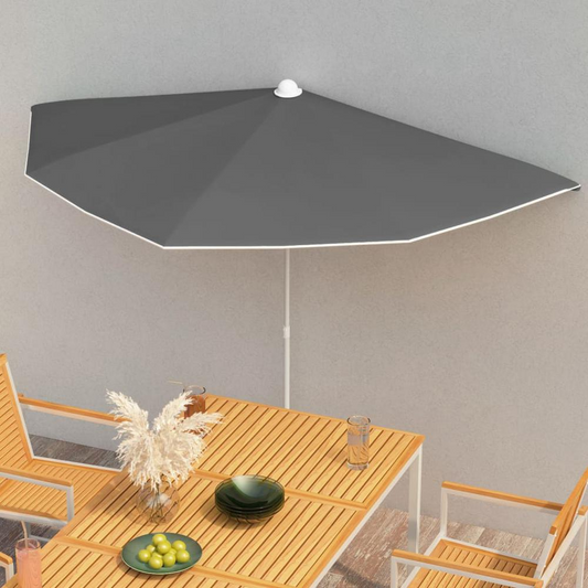 vidaXL Garden Half Parasol with Pole 70.9"x35.4" Anthracite 5561