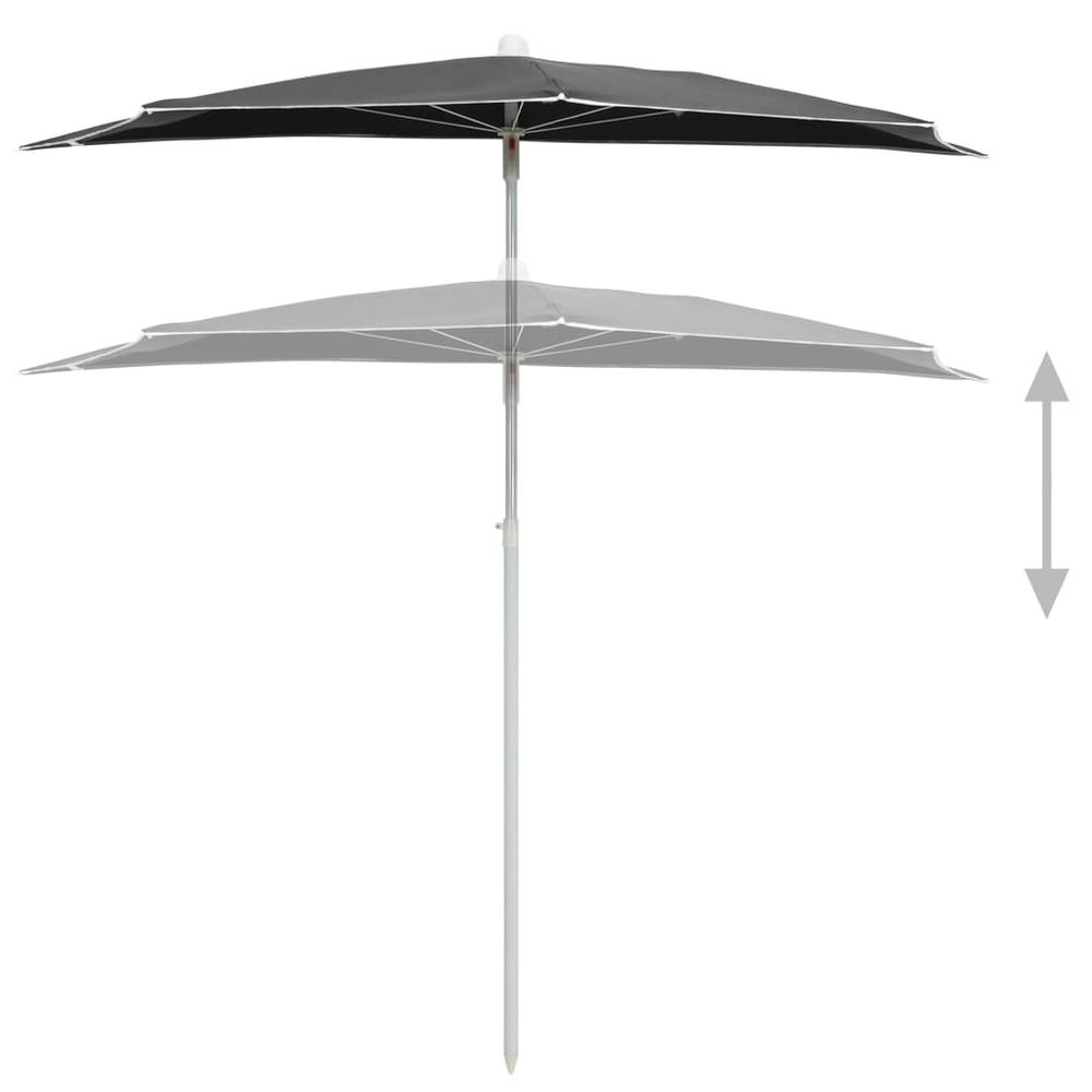 vidaXL Garden Half Parasol with Pole 70.9"x35.4" Anthracite 5561