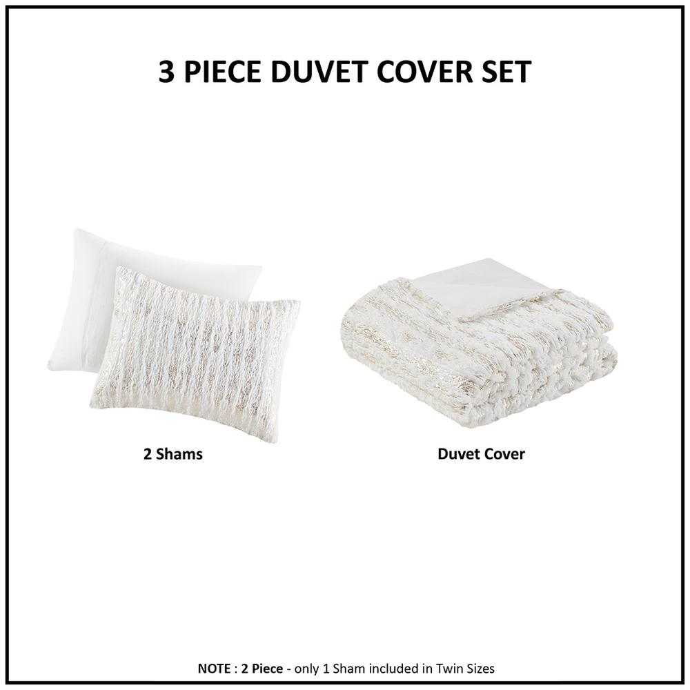 Naomi Metallic Print Faux Fur Duvet Cover Set