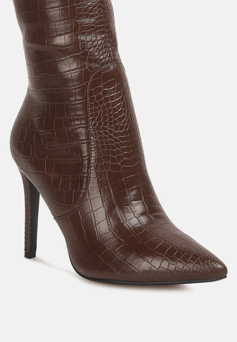 Indulgent High Heel Croc Calf Boots