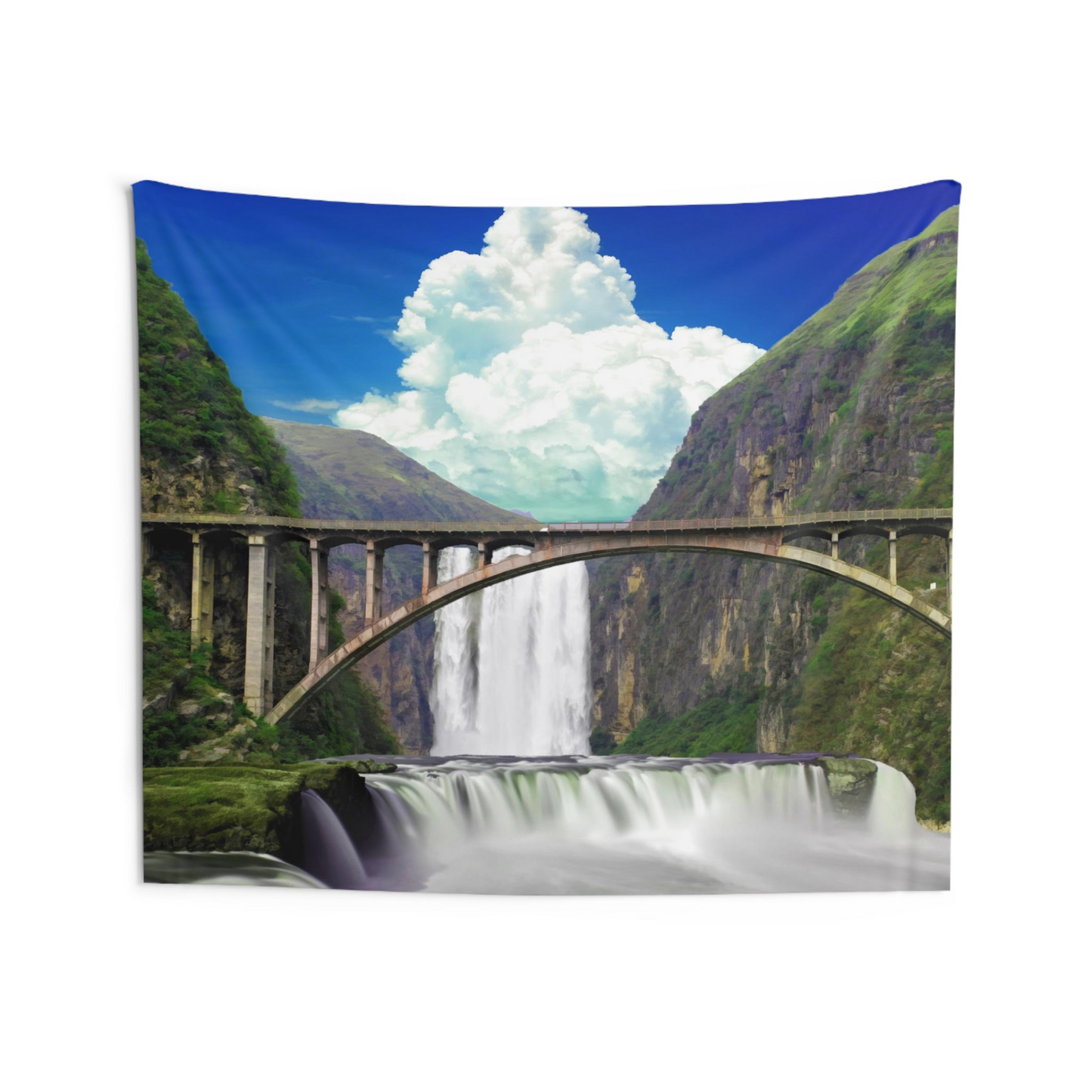 Waterfall over Bridge Tapestry