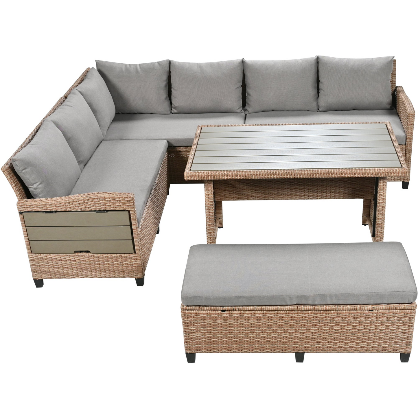 5-Piece Outdoor Patio Rattan Sofa Set, Sectional