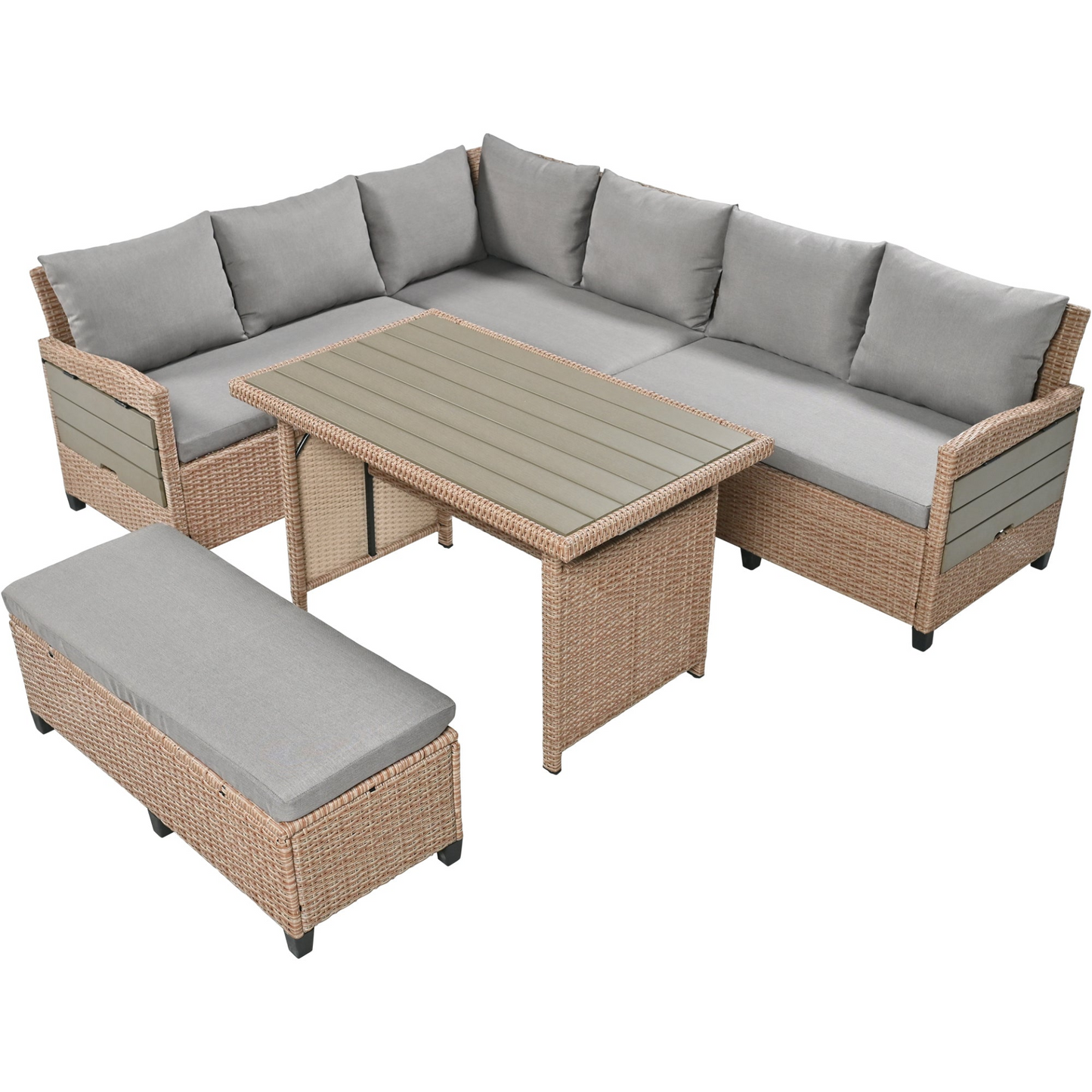 5-Piece Outdoor Patio Rattan Sofa Set, Sectional