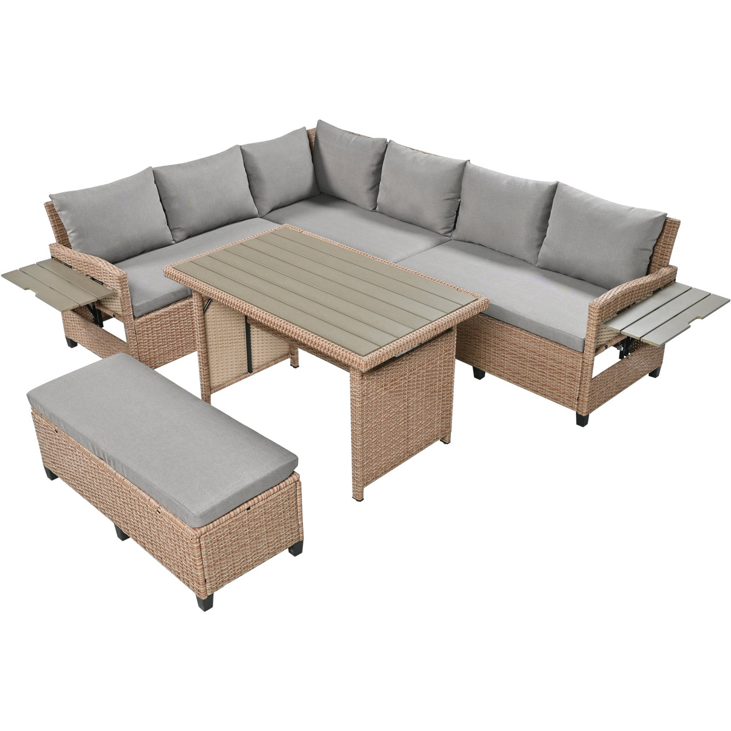 5-Piece Outdoor Patio Rattan Sofa Set, Sectional