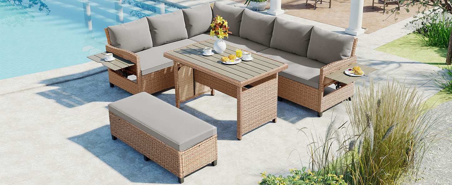 5-Piece Outdoor Patio Rattan Sofa Set, Sectional