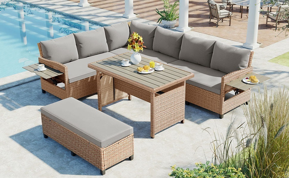 5-Piece Outdoor Patio Rattan Sofa Set, Sectional